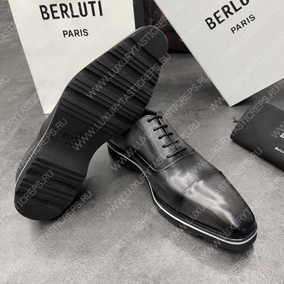 BERLUTI INFINI COUTURE OXFORD BLACK GREY S5704-V1