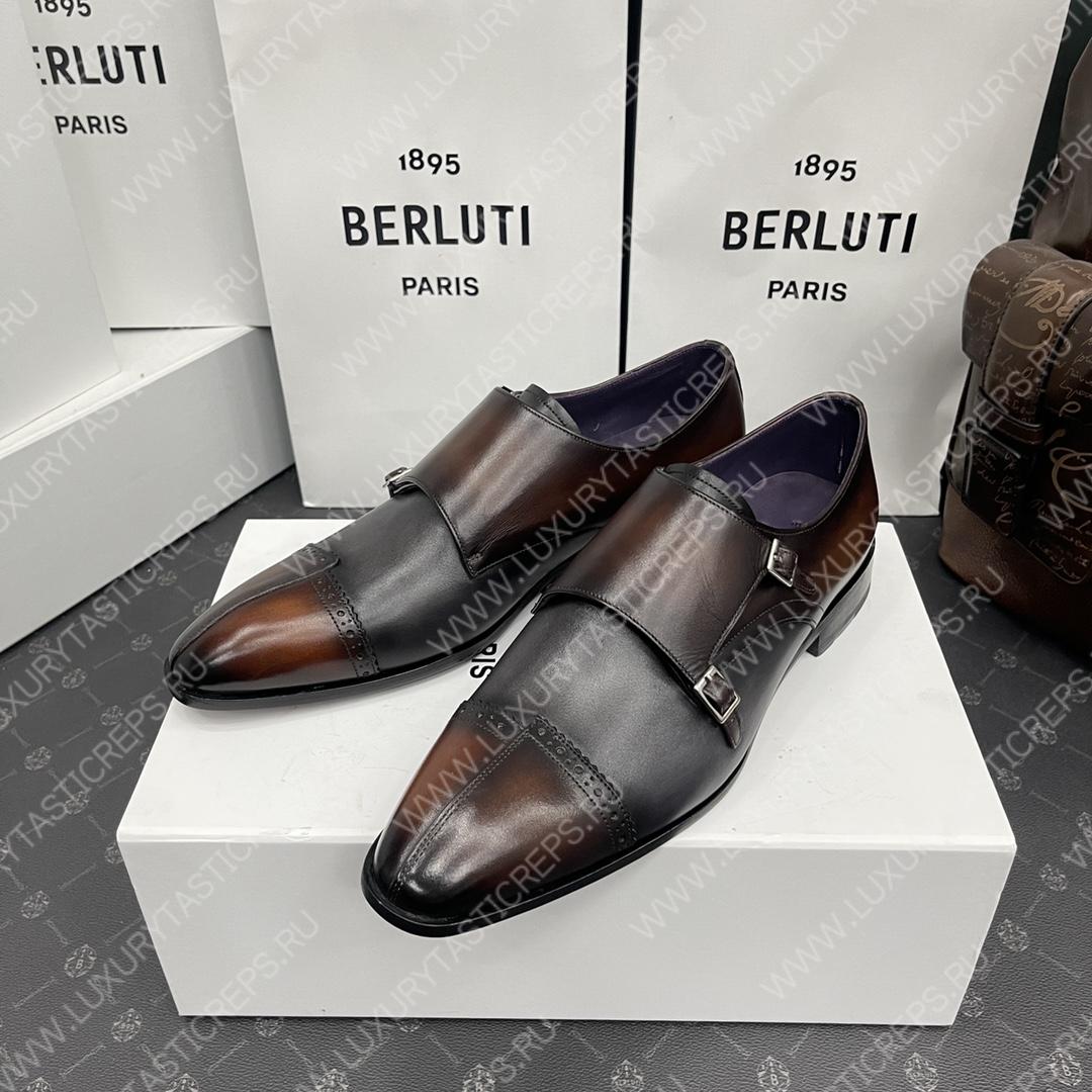 BERLUTI DOUBLE MONK SHOE BROWN AND BLACK S6025-V2