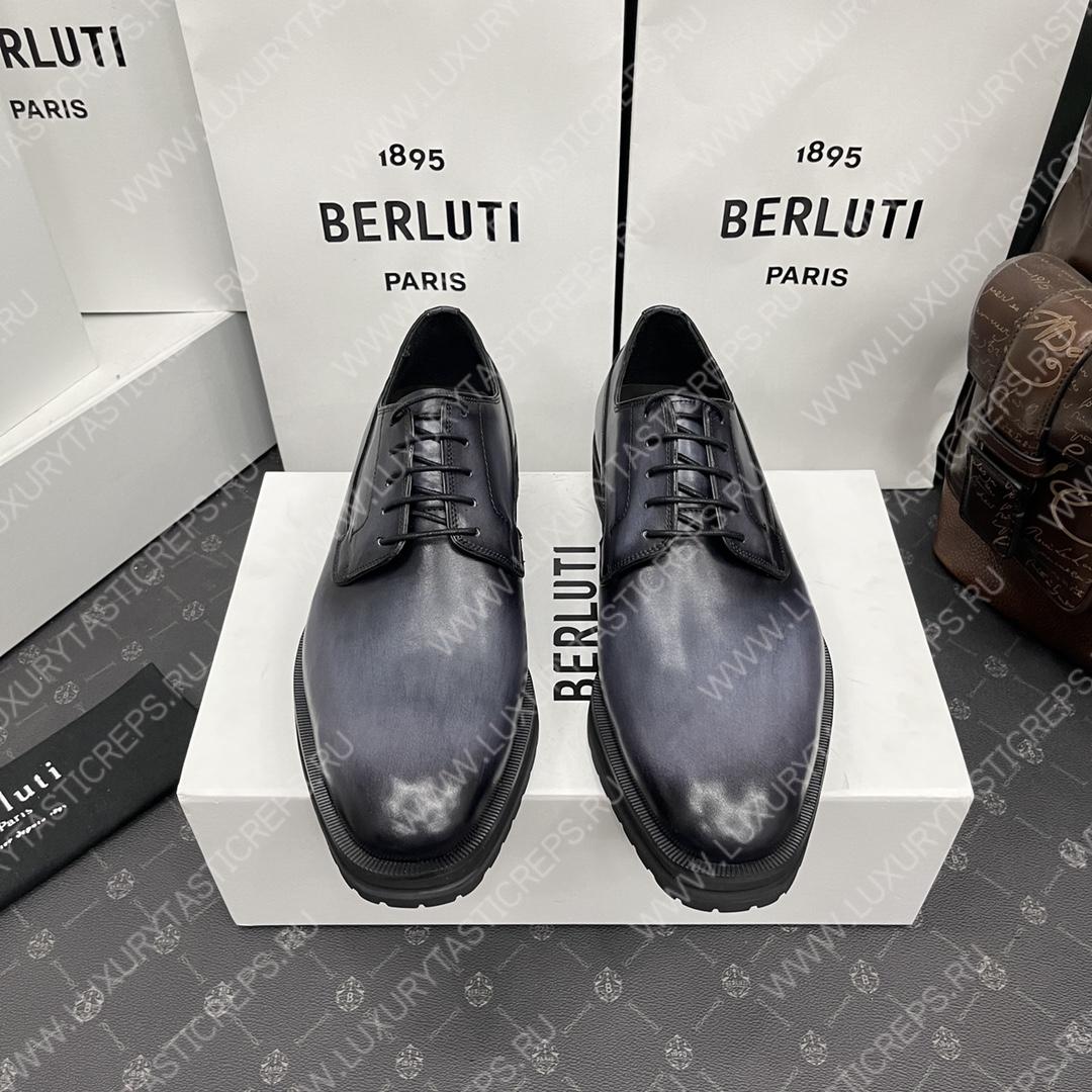 BERLUTI EQUILIBRE OXFORD BLACK GREY S5501-V1