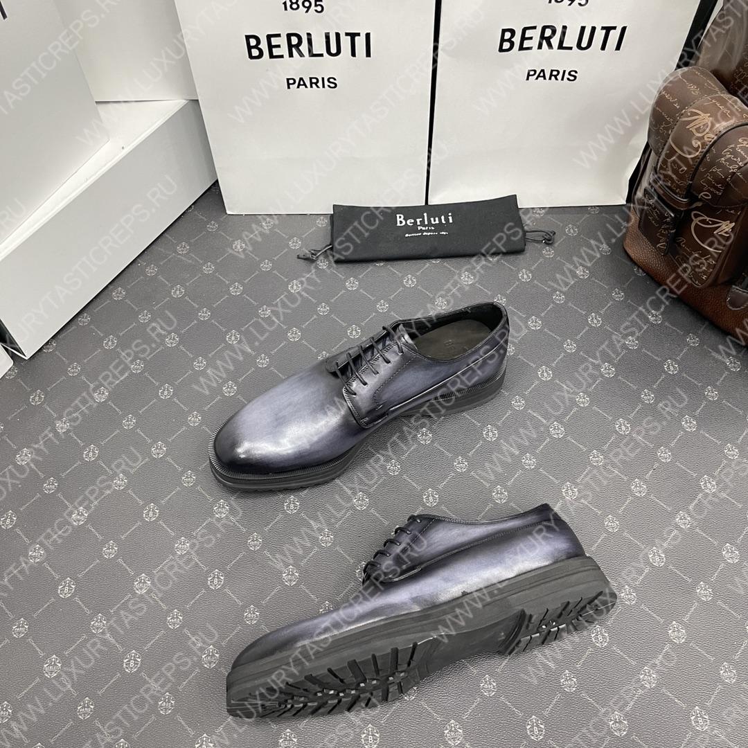 BERLUTI EQUILIBRE OXFORD BLACK GREY S5501-V1