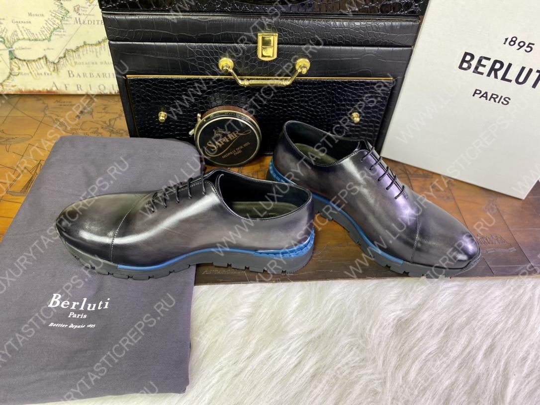 BERLUTI LEATHER OXFORD PURPLE S4440-VX1