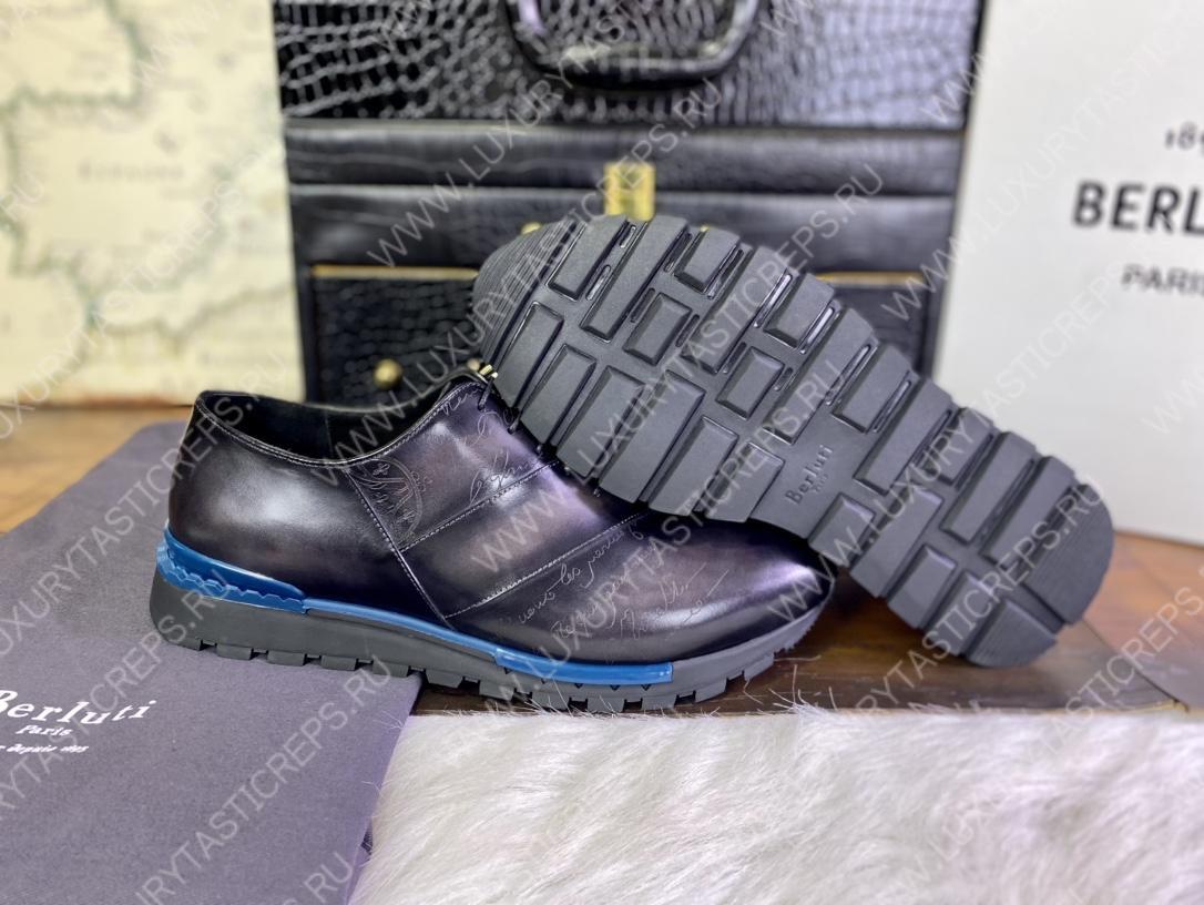 BERLUTI LEATHER OXFORD PURPLE S4440-VX1