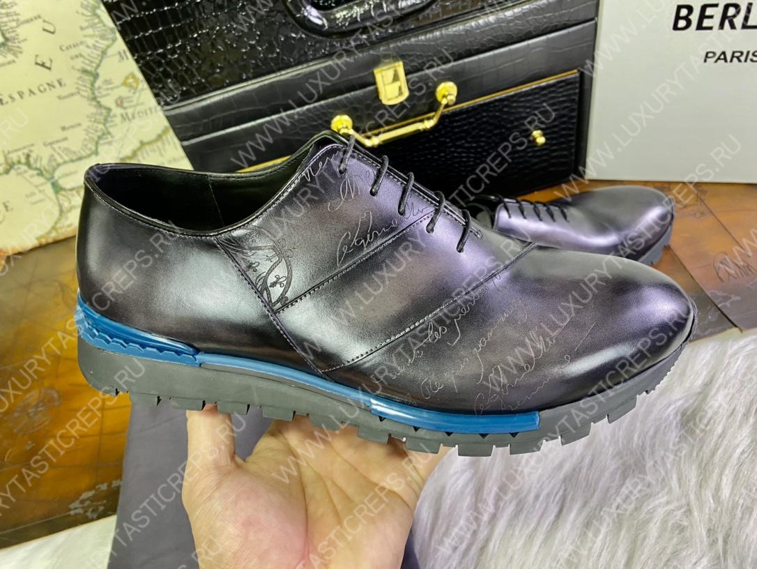 BERLUTI LEATHER OXFORD PURPLE S4440-VX1