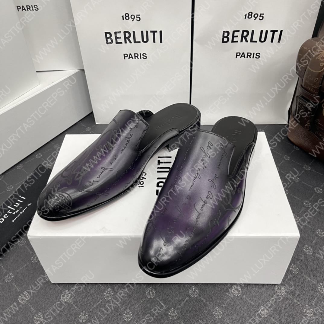 BERLUTI CYRUS SCRITTO SLIPPERS PURPLE S3786