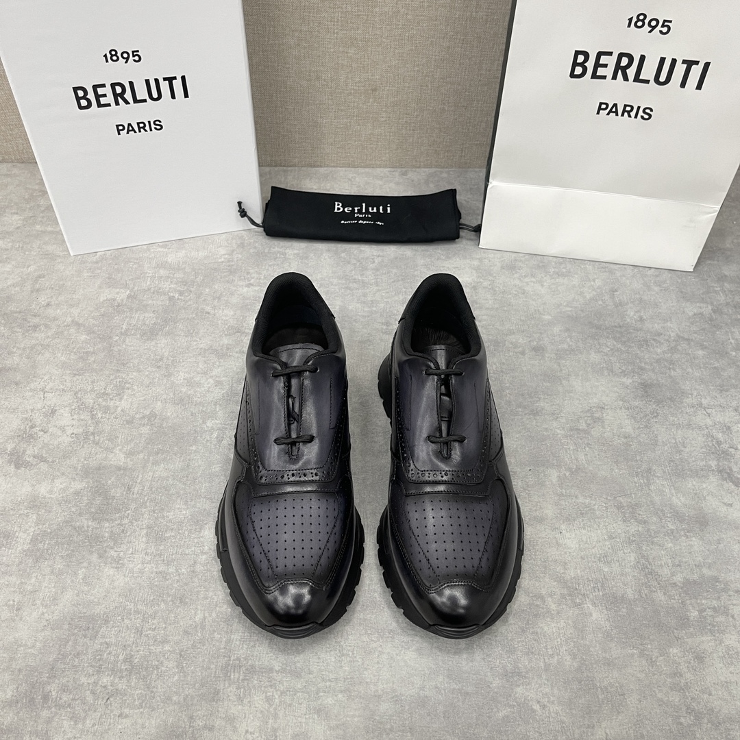 BERLUTI SCRITTO GOLF SHOE NERO GRIGIO S6072-V2