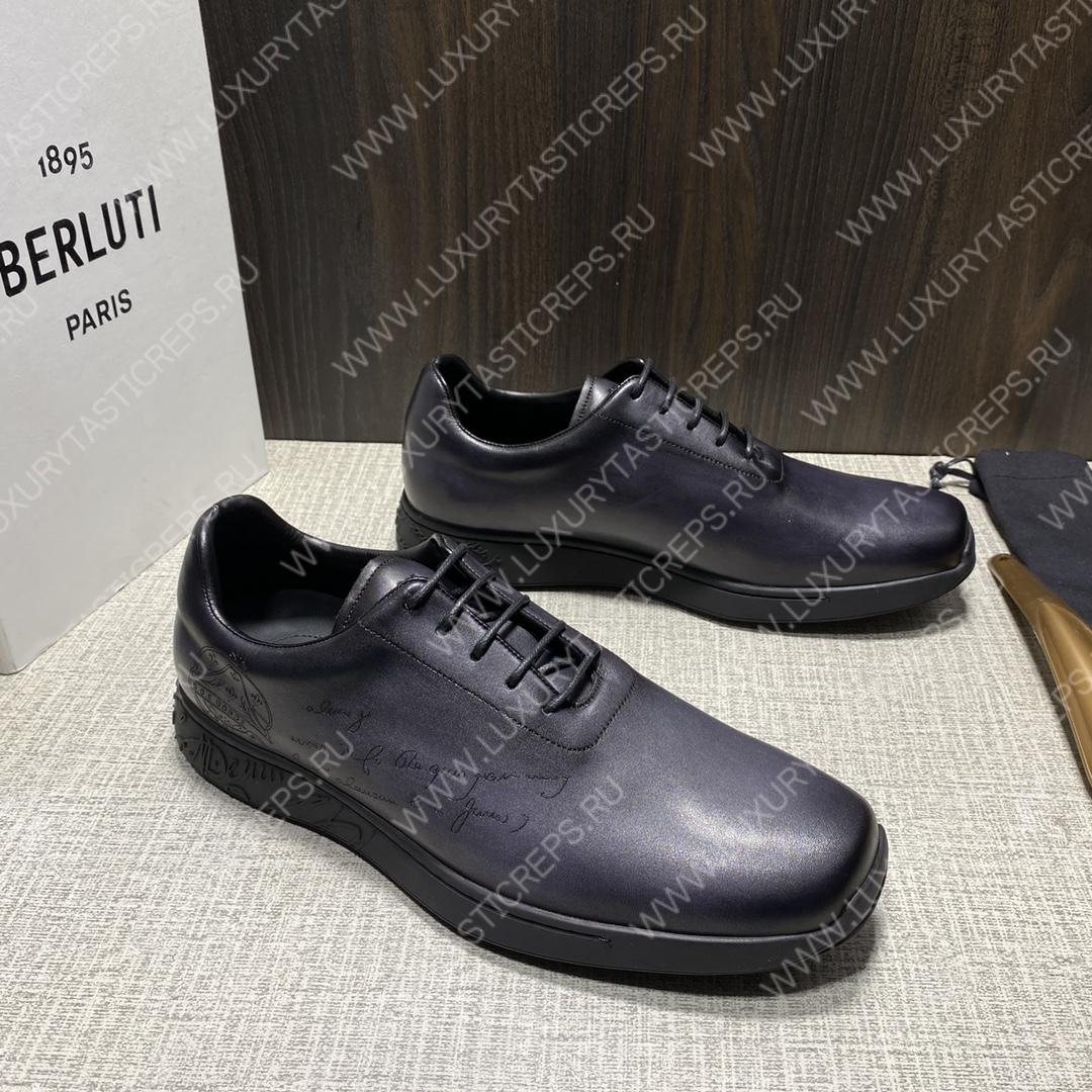 BERLUTI LEATHER SNEAKER NAVY BLUE S5738-D1