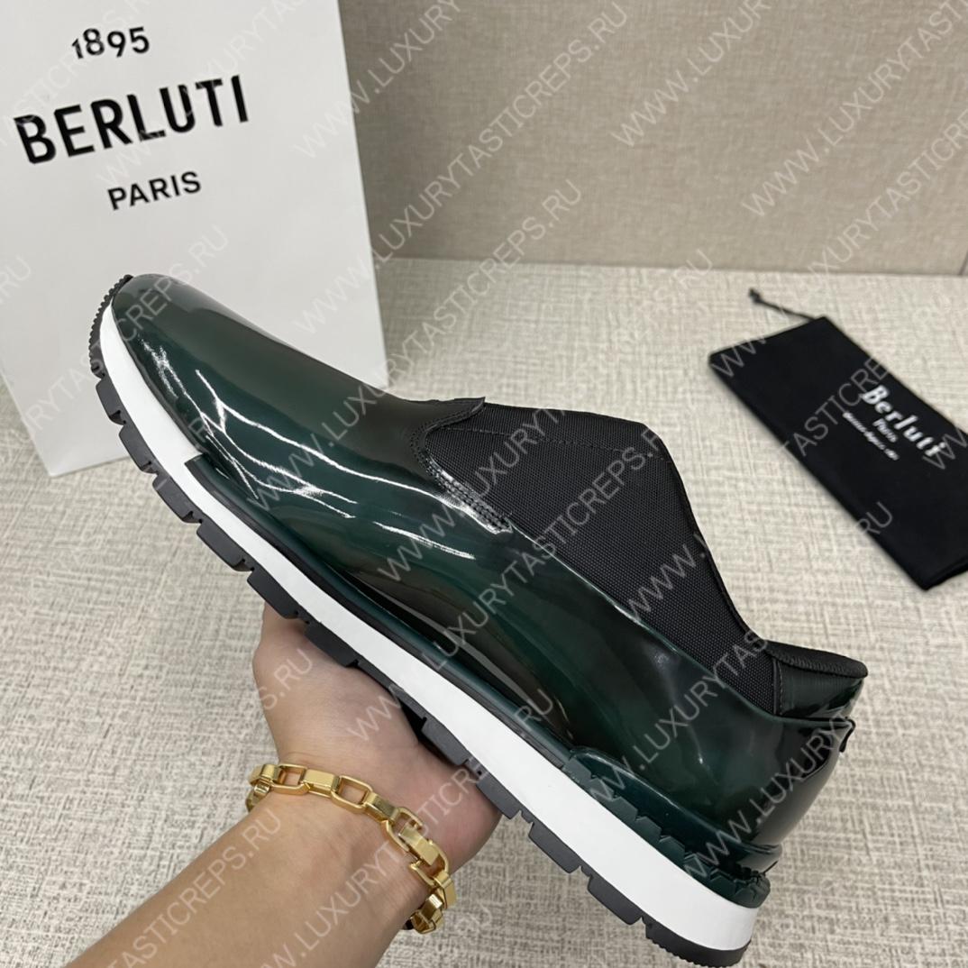 BERLUTI FAST TRACK LEATHER SNEAKER GREEN S4970-GC