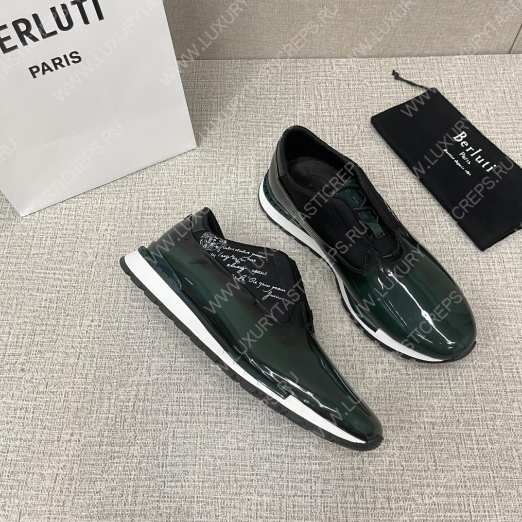 BERLUTI FAST TRACK LEATHER SNEAKER GREEN S4970-GC