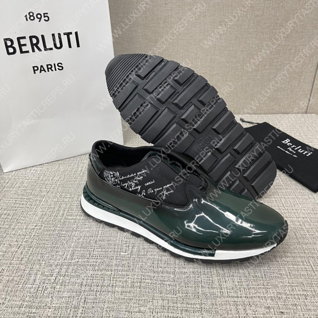 BERLUTI FAST TRACK LEATHER SNEAKER GREEN S4970-GC