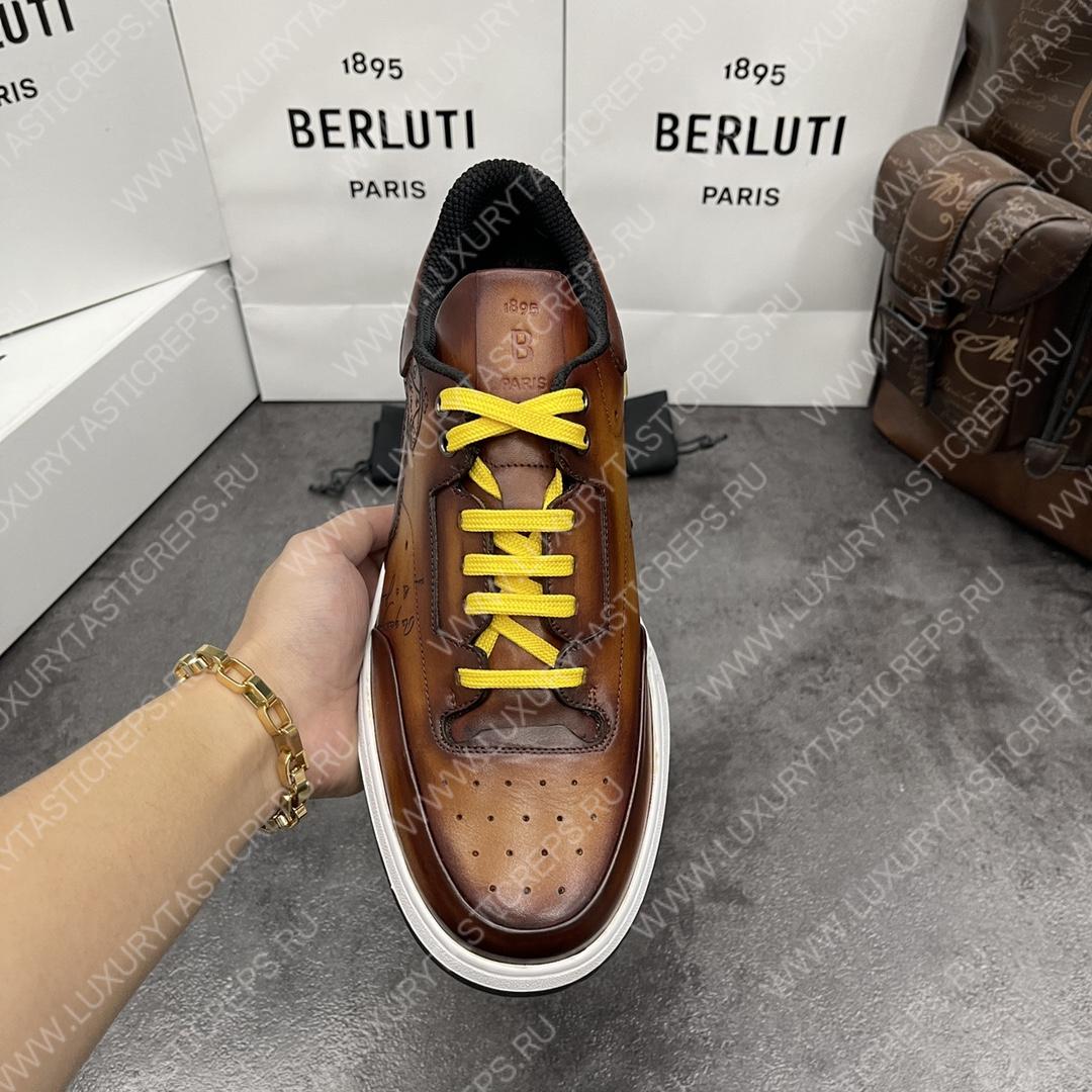 BERLUTI PLAYOFF SCRITTO SNEAKER HONEY S5867-V2