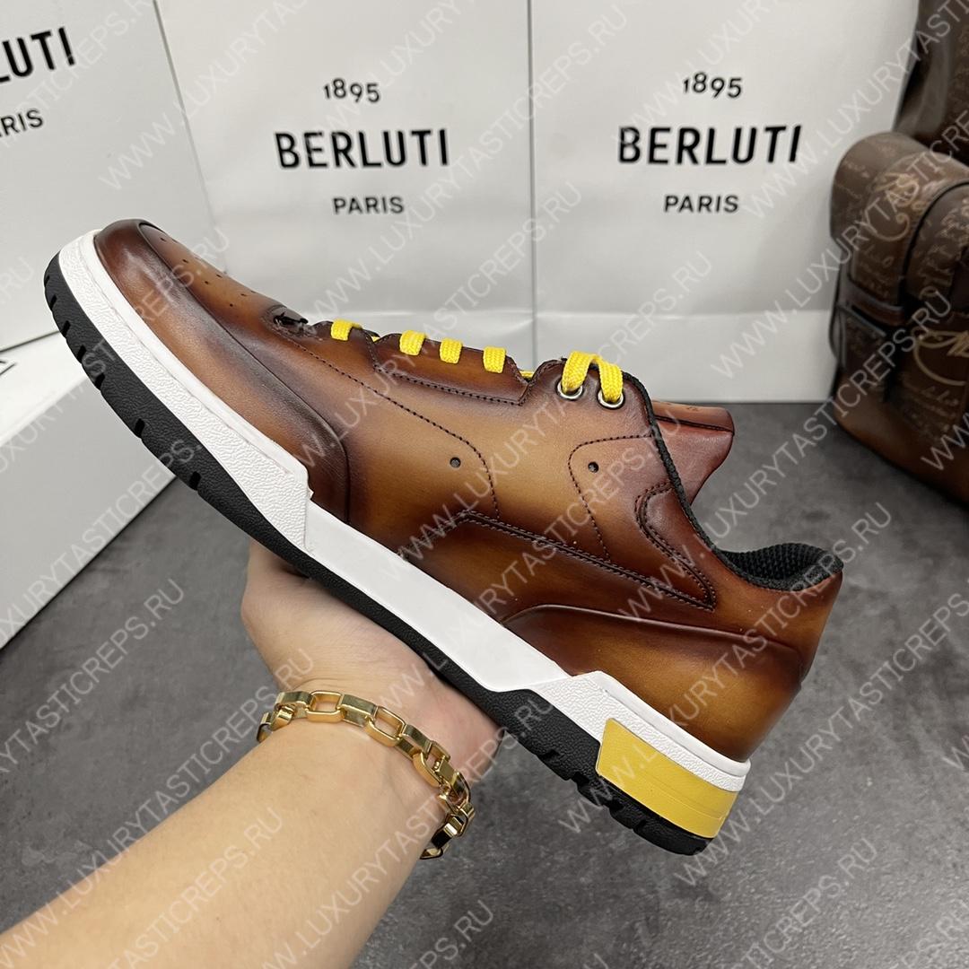 BERLUTI PLAYOFF SCRITTO SNEAKER HONEY S5867-V2