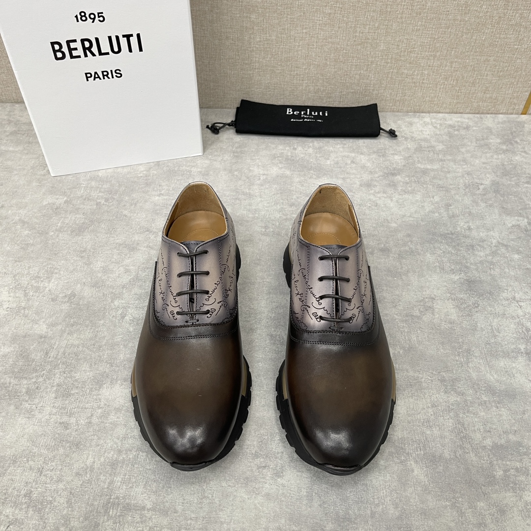 BERLUTI FAST TRACK SCRITTO SNEAKER DARK BROWN S5425-V2