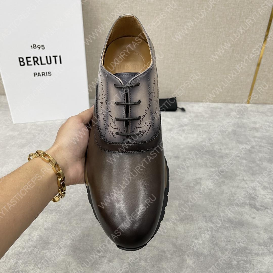 BERLUTI FAST TRACK SCRITTO SNEAKER DARK BROWN S5425-V2