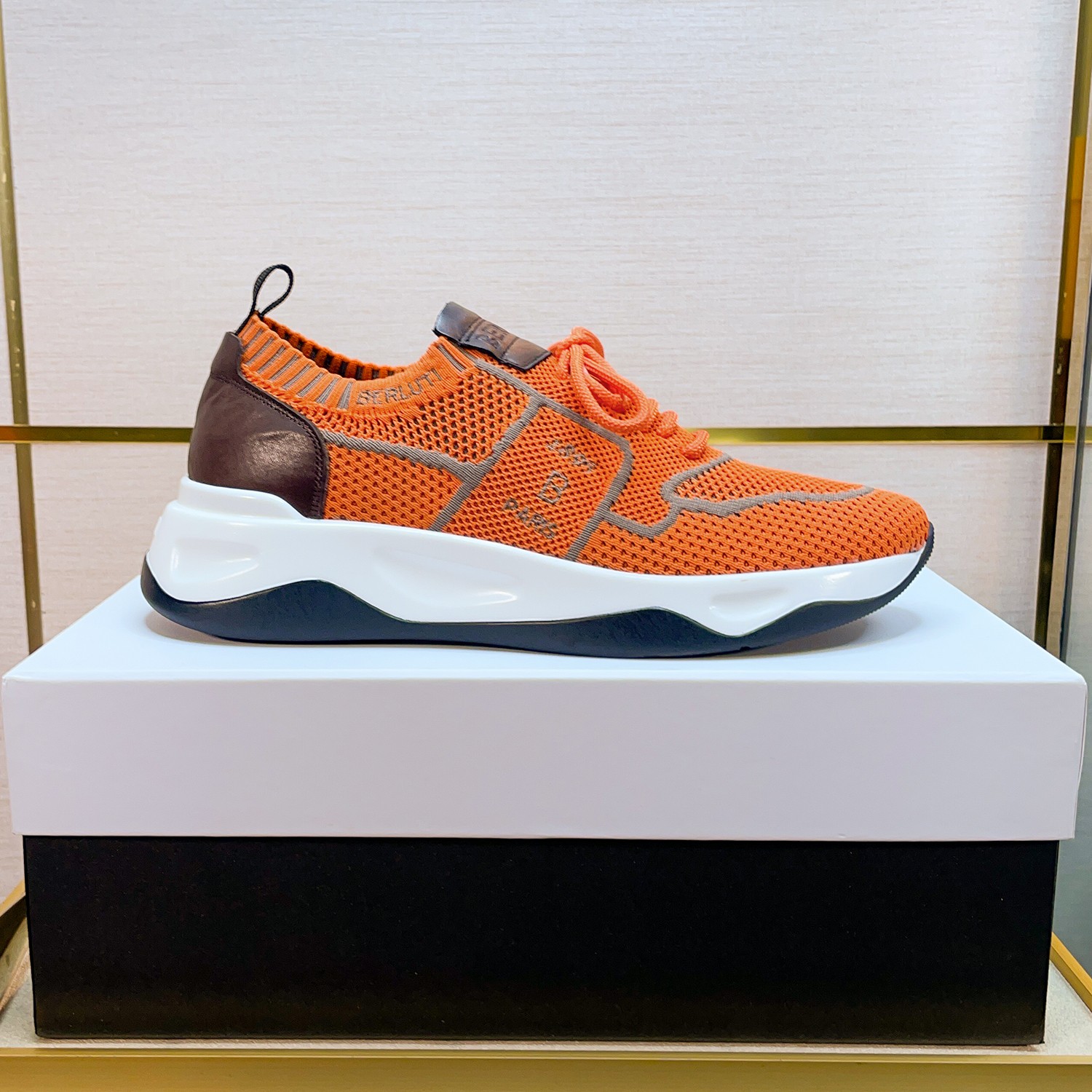 BERLUTI SHADOW KNIT SNEAKERS ORANGE S4918