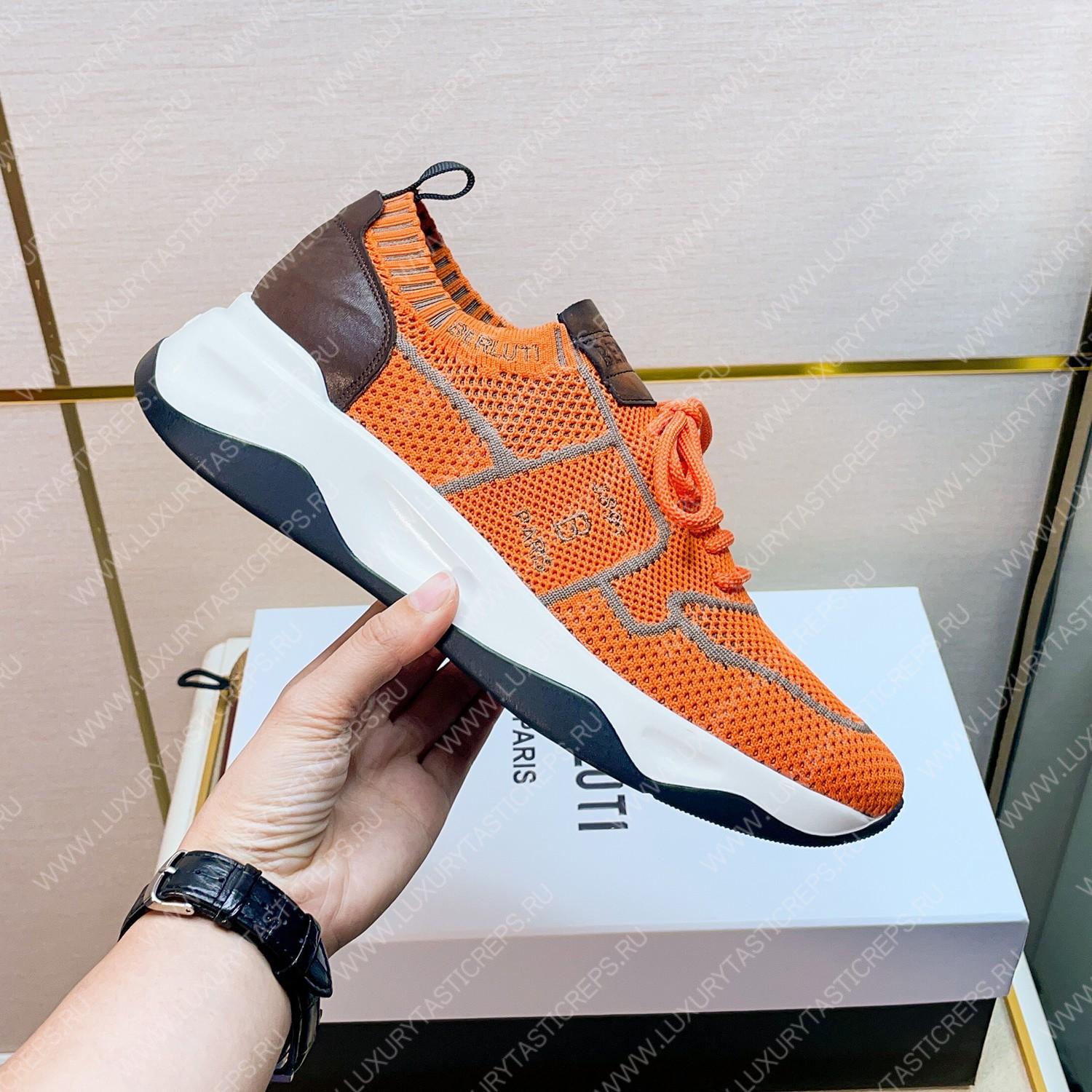 BERLUTI SHADOW KNIT SNEAKERS ORANGE S4918