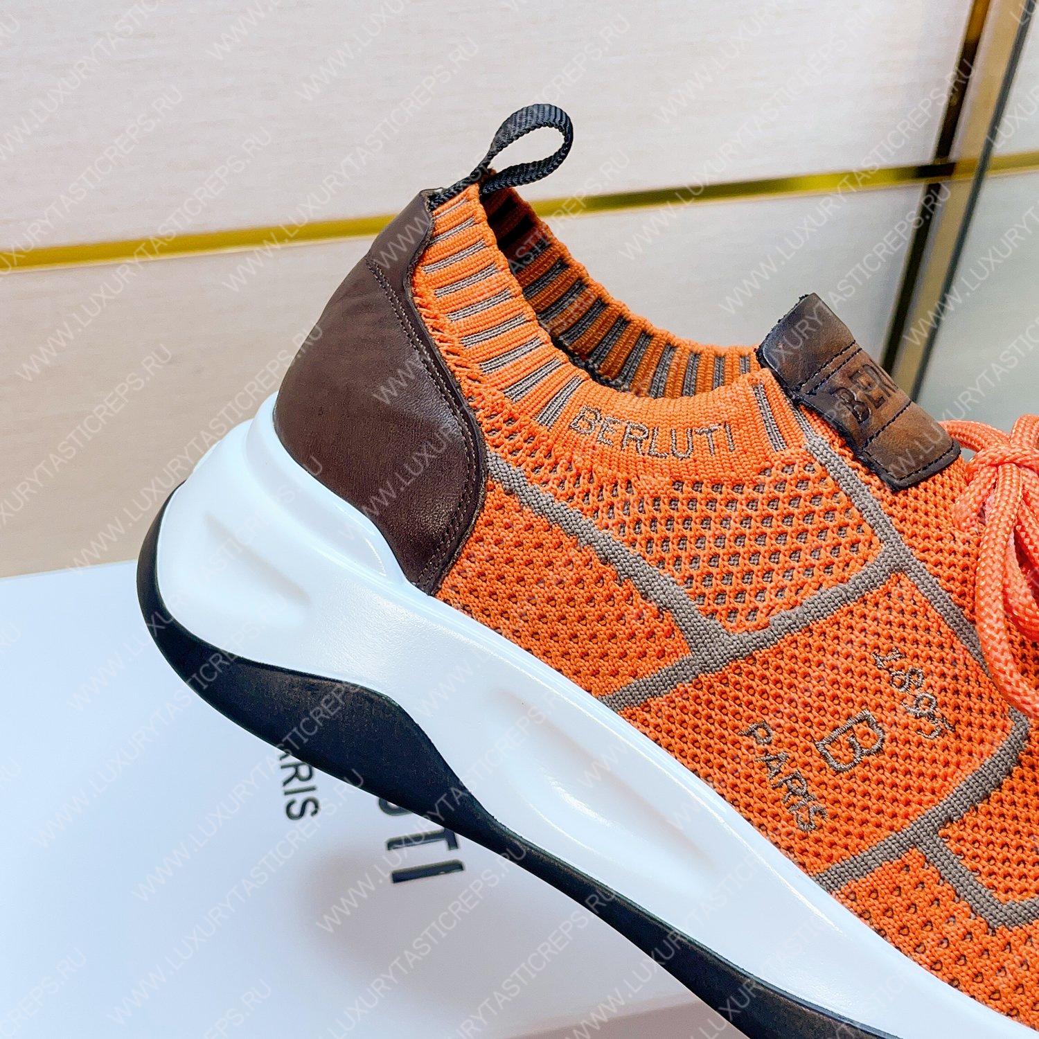 BERLUTI SHADOW KNIT SNEAKERS ORANGE S4918
