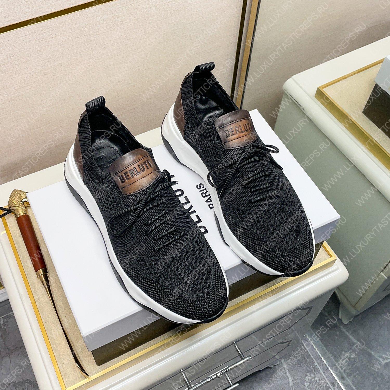 BERLUTI SHADOW KNIT SNEAKERS BLACK S4918