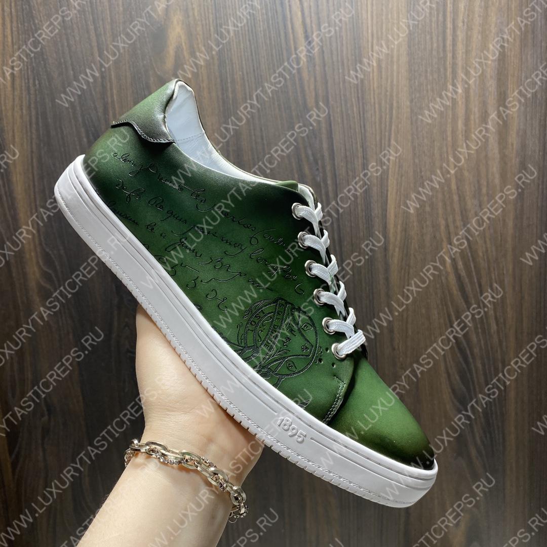 BERLUTI PLAYTIME SCRITTO SNEAKER BEETLE GREEN S5330-V2