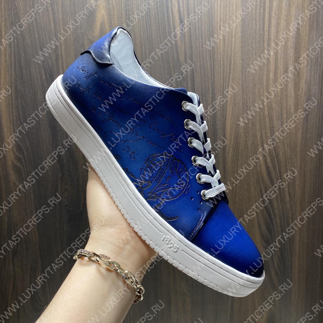 BERLUTI PLAYTIME SCRITTO SNEAKER BLUE S5330-V2