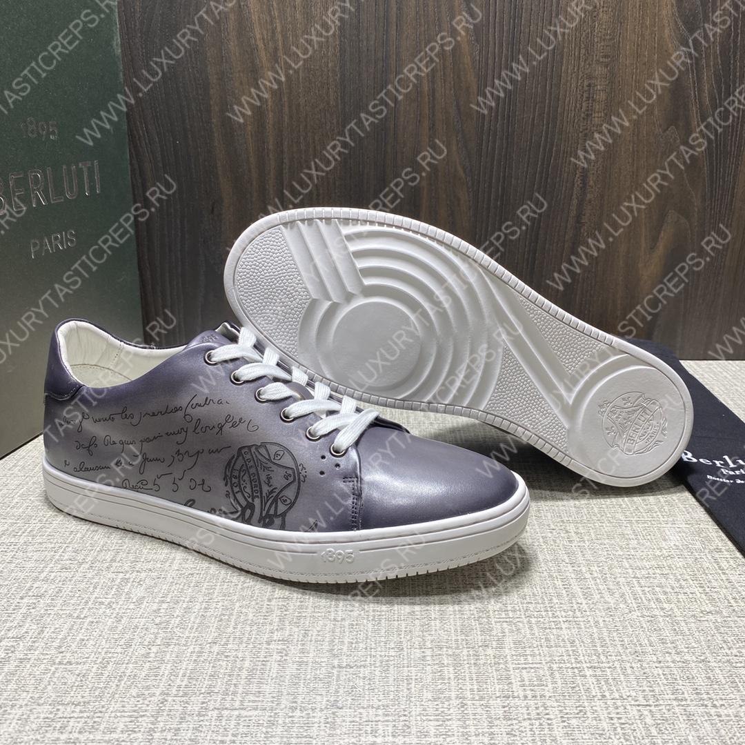 BERLUTI PLAYTIME SCRITTO SNEAKER LIGHT ALUMINUM S5330-V2