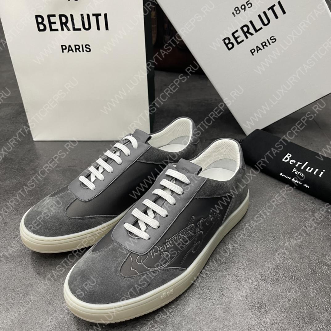 BERLUTI PLAYTIME SCRITTO SNEAKER DARK GREY S5830-BA8