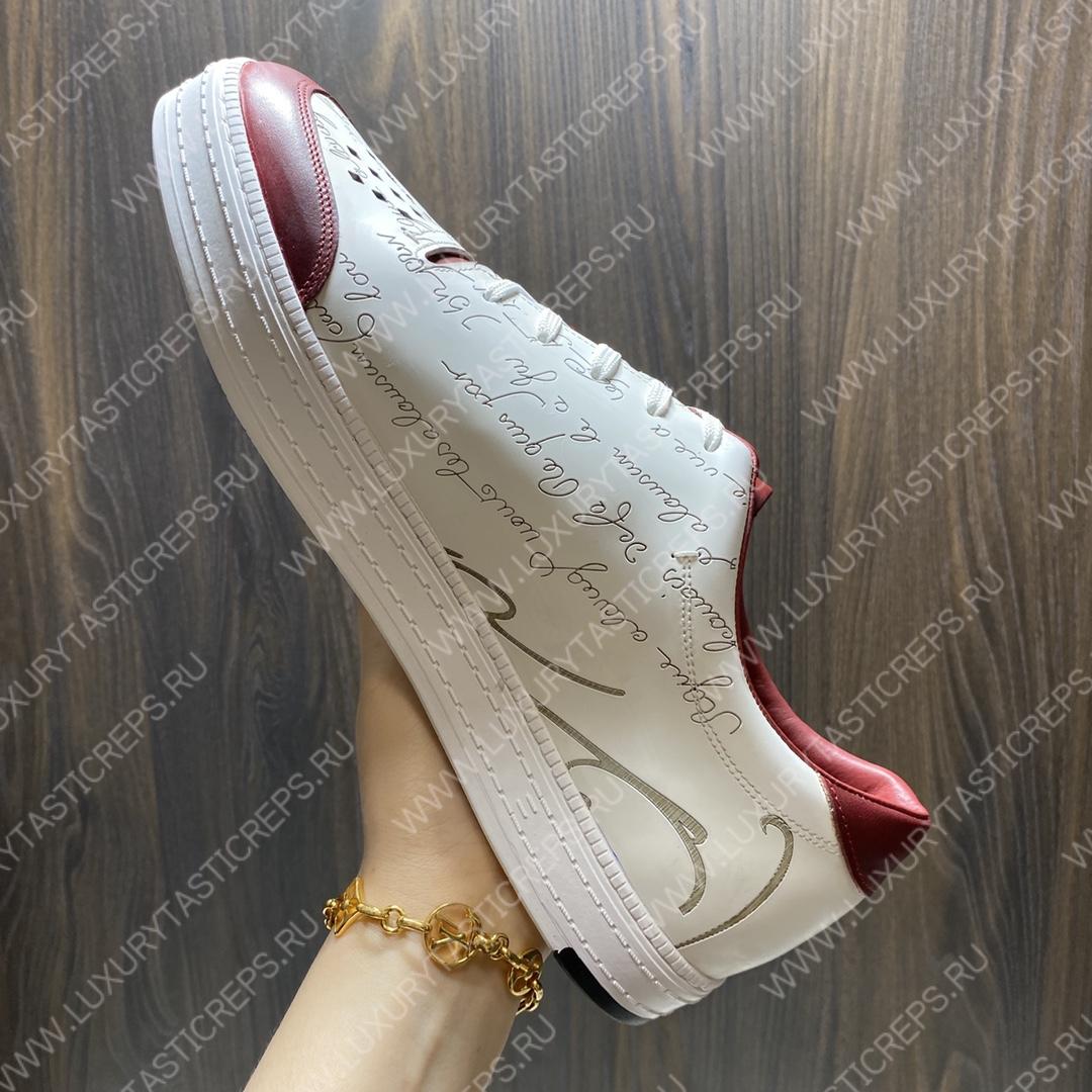 BERLUTI PLAYTIME SCRITTO SNEAKER WHITE AND RED S5304-V31