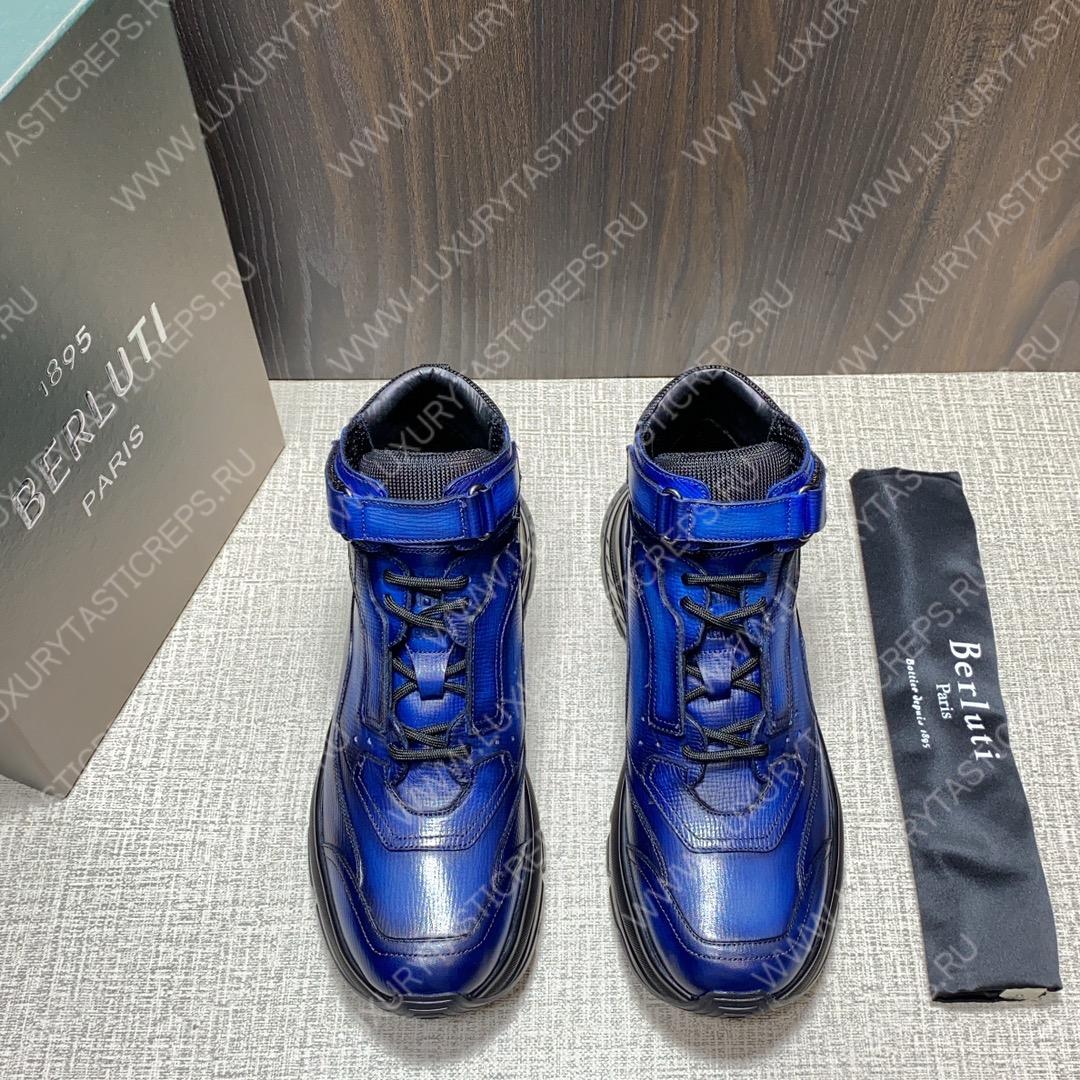 BERLUTI PLAYOFF LEATHER SNEAKER BLUE S5798-V1