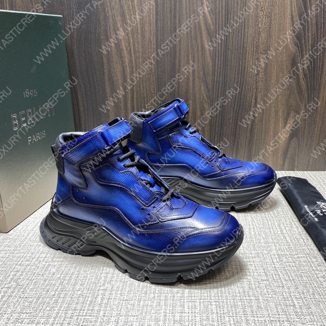 BERLUTI PLAYOFF LEATHER SNEAKER BLUE S5798-V1