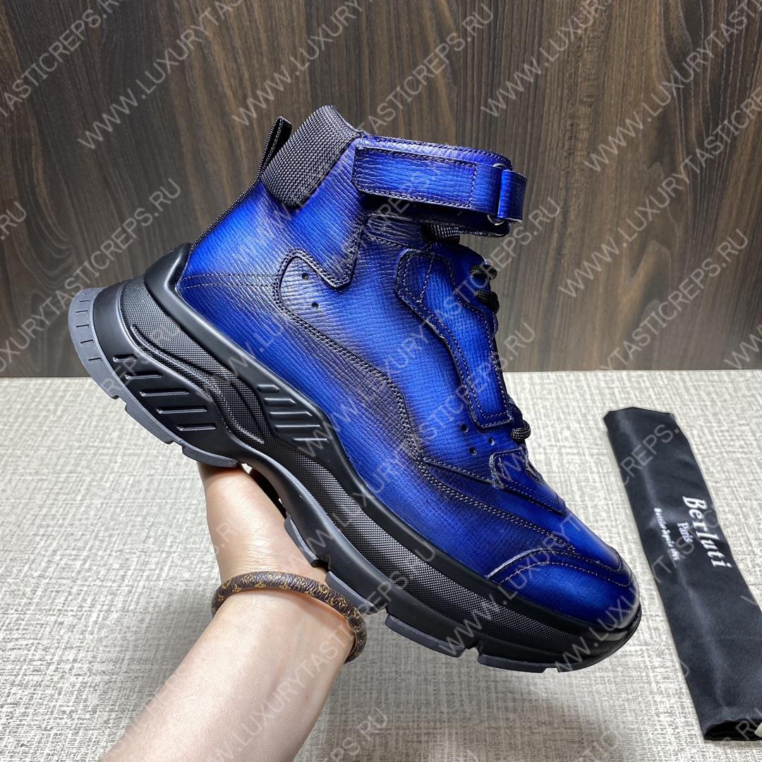 BERLUTI PLAYOFF LEATHER SNEAKER BLUE S5798-V1