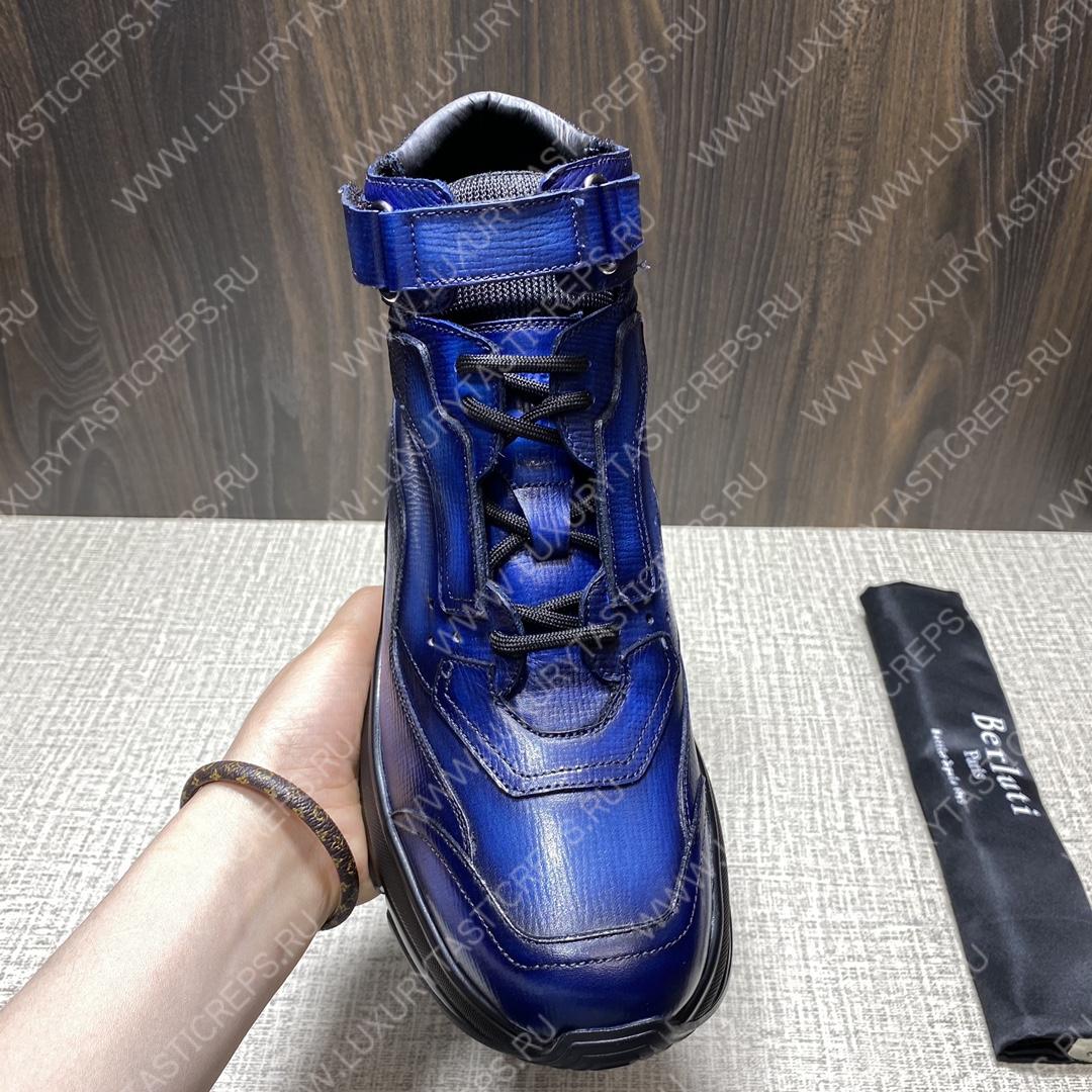 BERLUTI PLAYOFF LEATHER SNEAKER BLUE S5798-V1