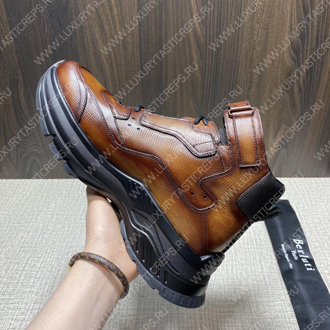 BERLUTI PLAYOFF LEATHER SNEAKER BROWN S5798-V1