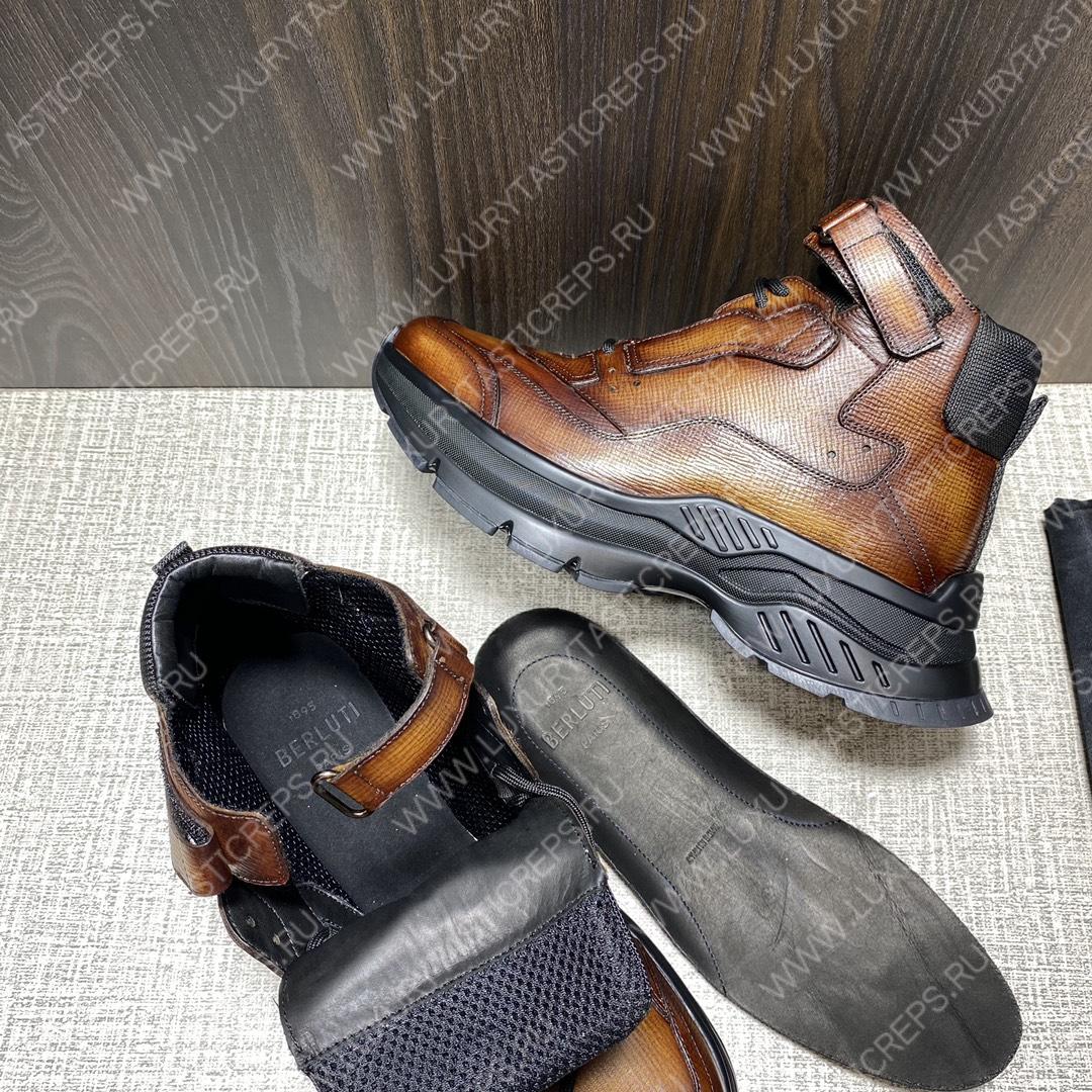 BERLUTI PLAYOFF LEATHER SNEAKER BROWN S5798-V1