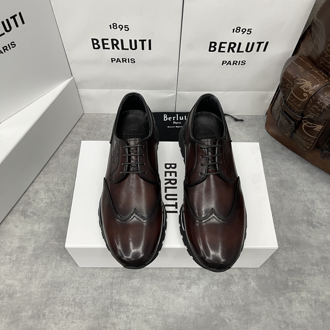 BERLUTI FAST TRACK SCRITTO SNEAKER CHARCOAL BROWN S5541-V2