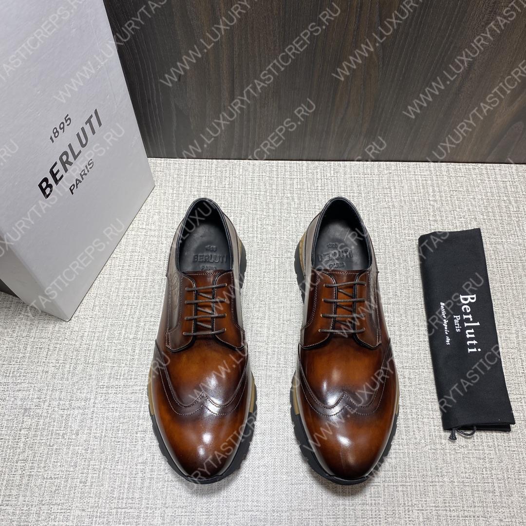 BERLUTI FAST TRACK SCRITTO SNEAKER TOBACCO BIS S5541
