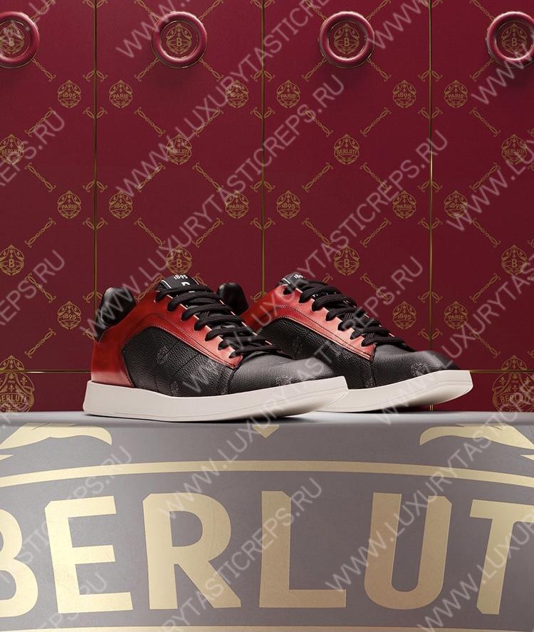 BERLUTI PLAYTIME SNEAKER BLACK AND RED S6163-V31