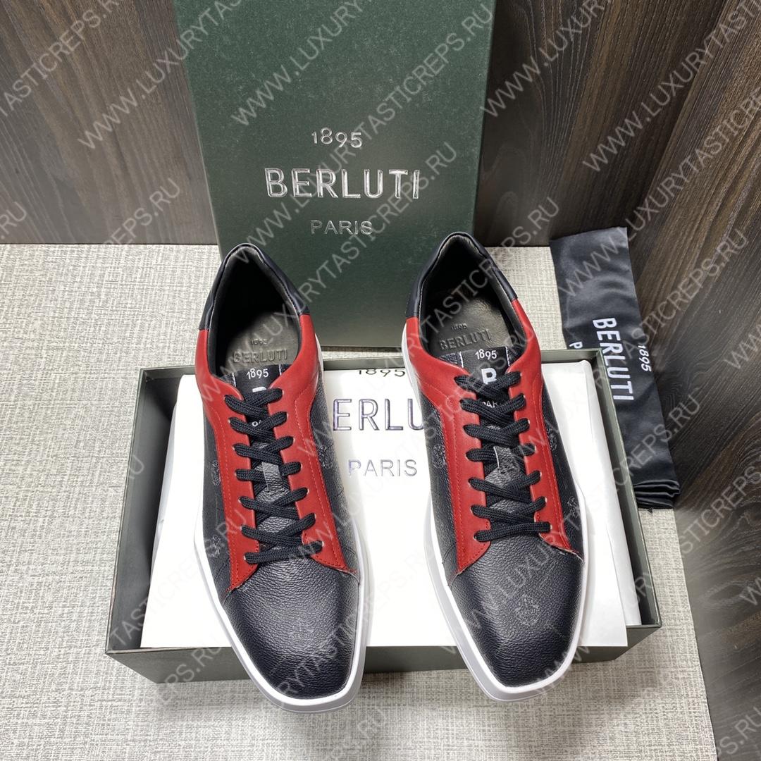BERLUTI PLAYTIME SNEAKER BLACK AND RED S6163-V31