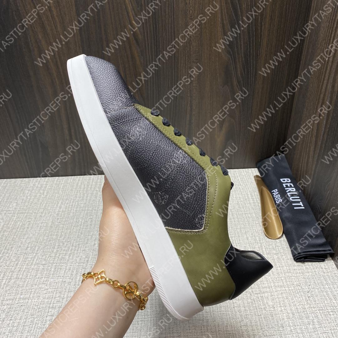 BERLUTI PLAYTIME SNEAKER BLACK AND KHAKI S6163-V31
