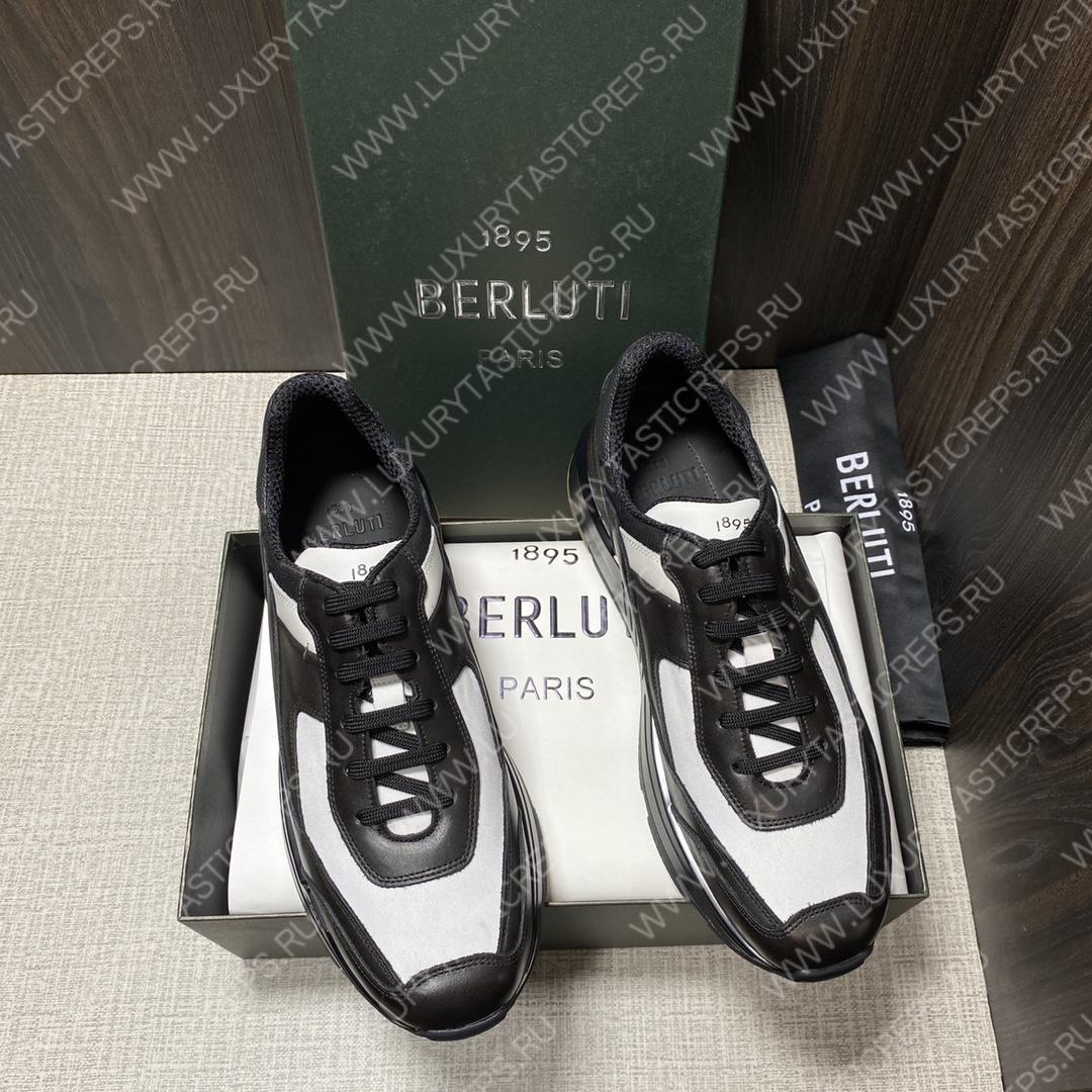 BERLUTI SHADOW KNIT SNEAKER BLACK AND WHITE S6132-Z5