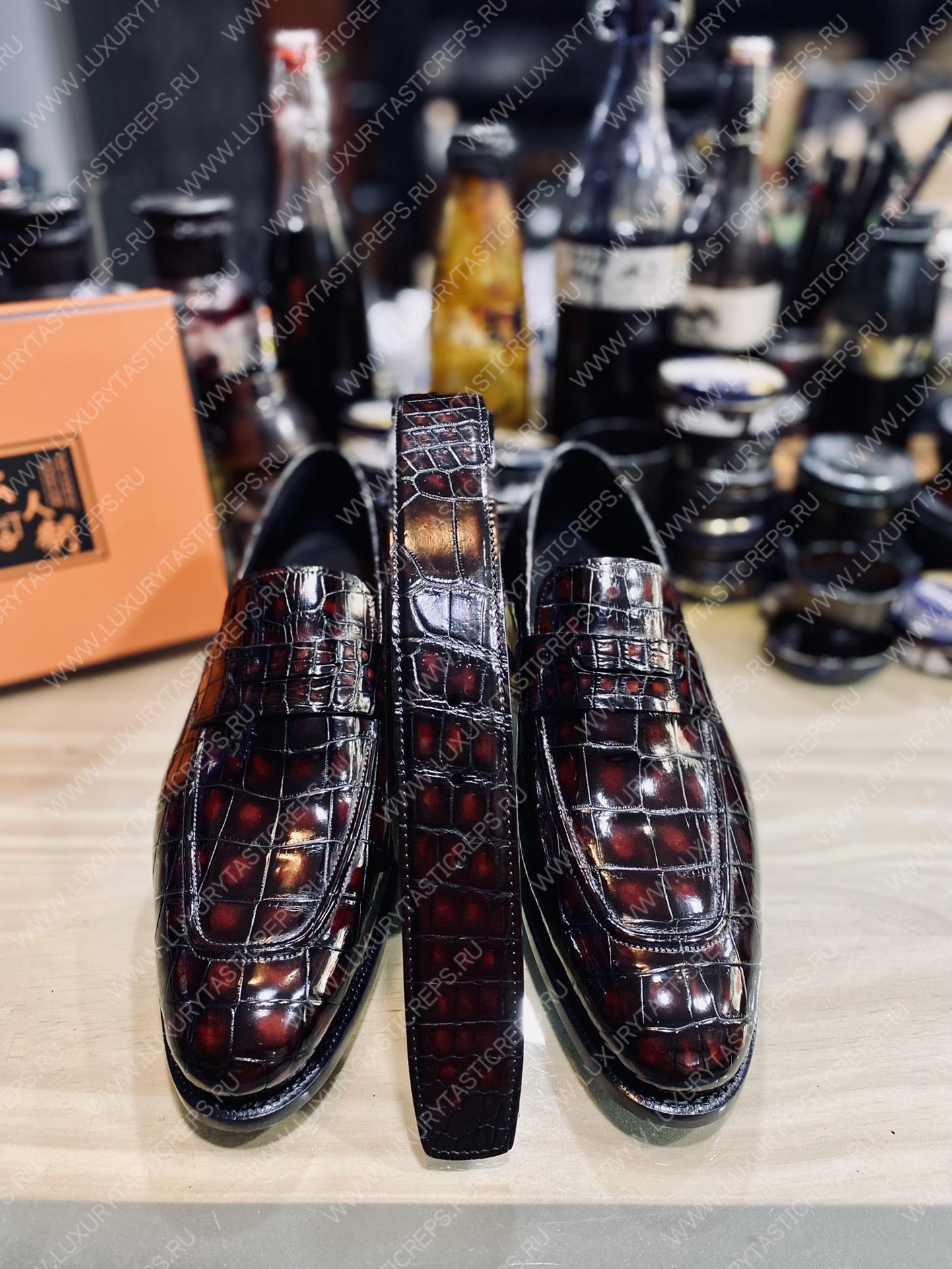 BERLUTI ALESSANDRO DEMESURE ALLIGATOR OXFORD MAROON S1412-E2