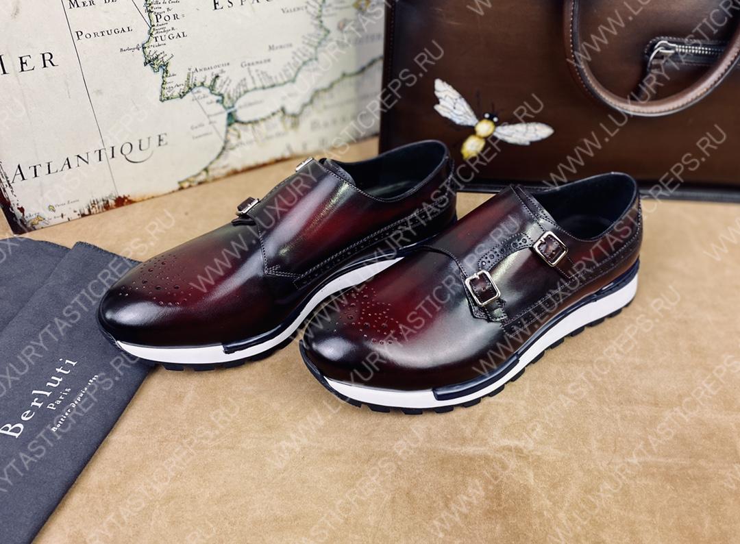 BERLUTI LEATHER SNEAKERS MAROON S4440-VX1