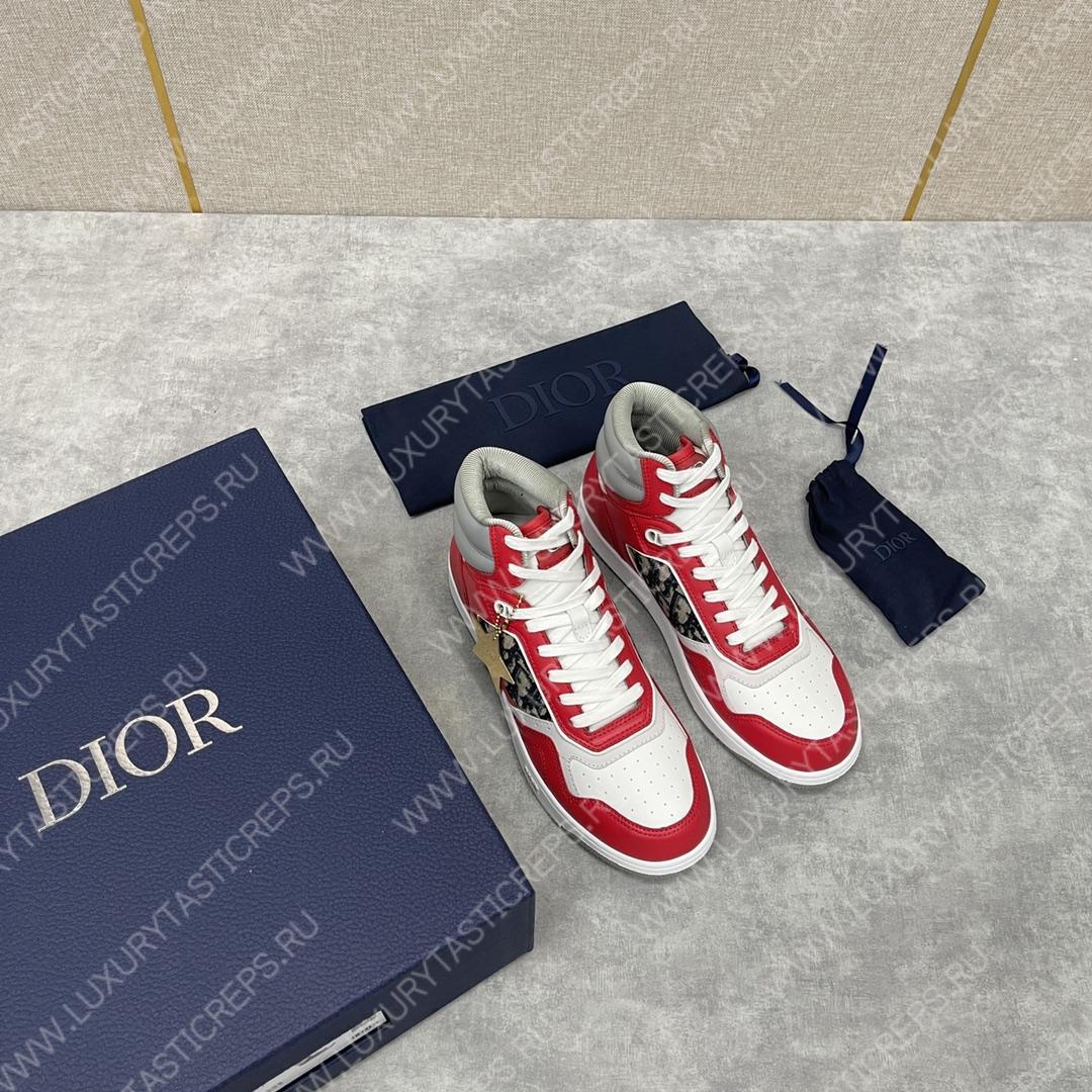 D*or b27 high-top sneaker red and white am1vi327tcch