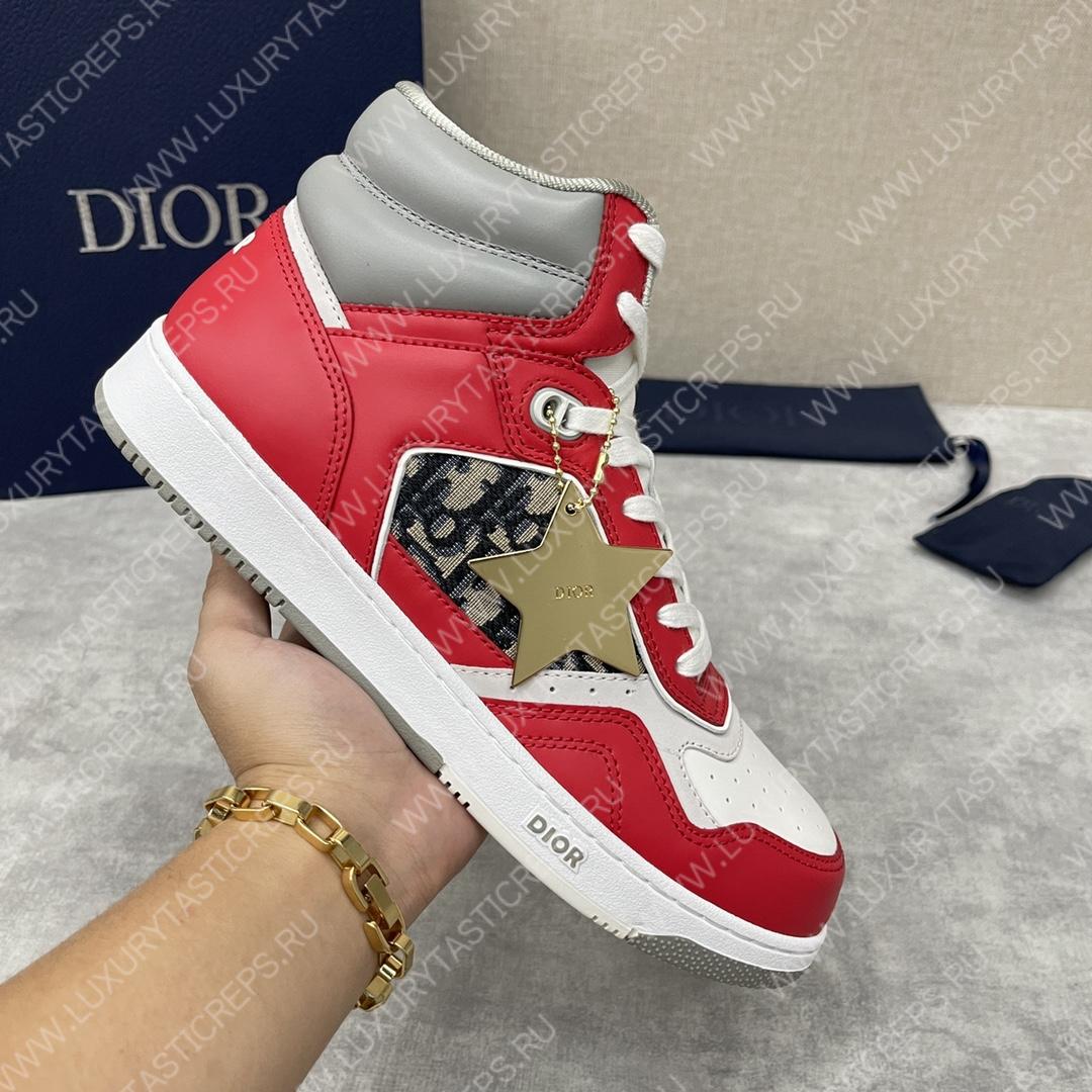 D*or b27 high-top sneaker red and white am1vi327tcch