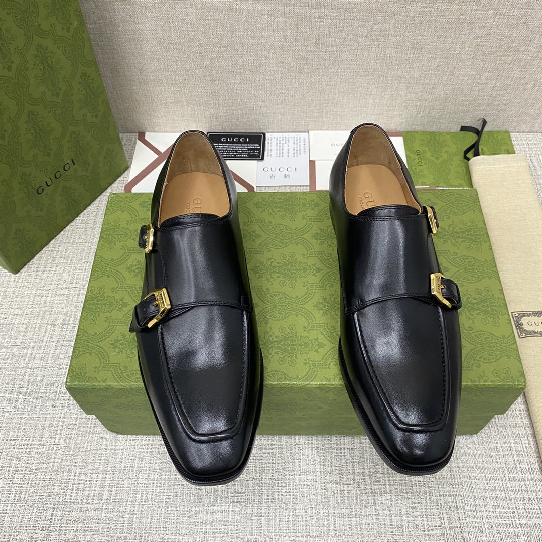 G*u*i signora double monk strap shoes black m60171
