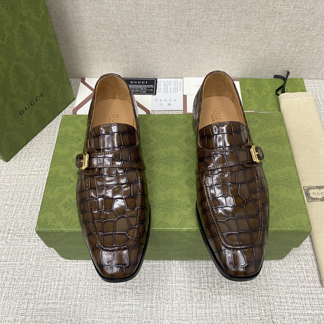 G*u*i signora monk croc strap shoes brown m60173