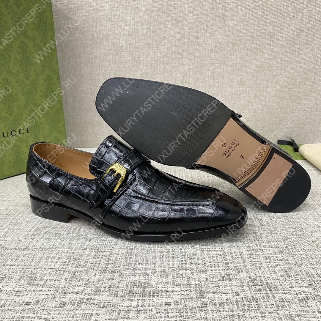 G*u*i signora monk croc strap shoes black m60173