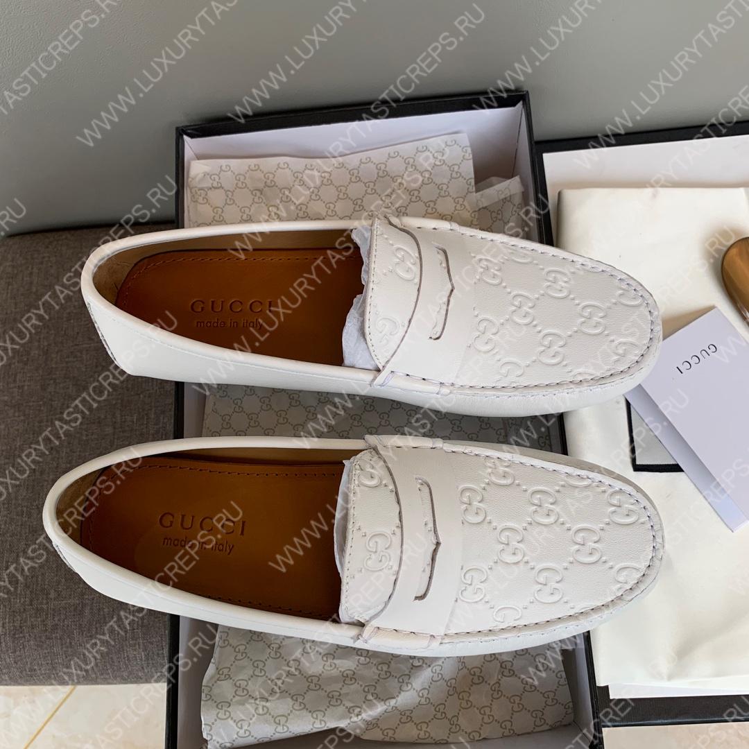 G*u*i men’s 1953 horsebit loafer with g web white 307929