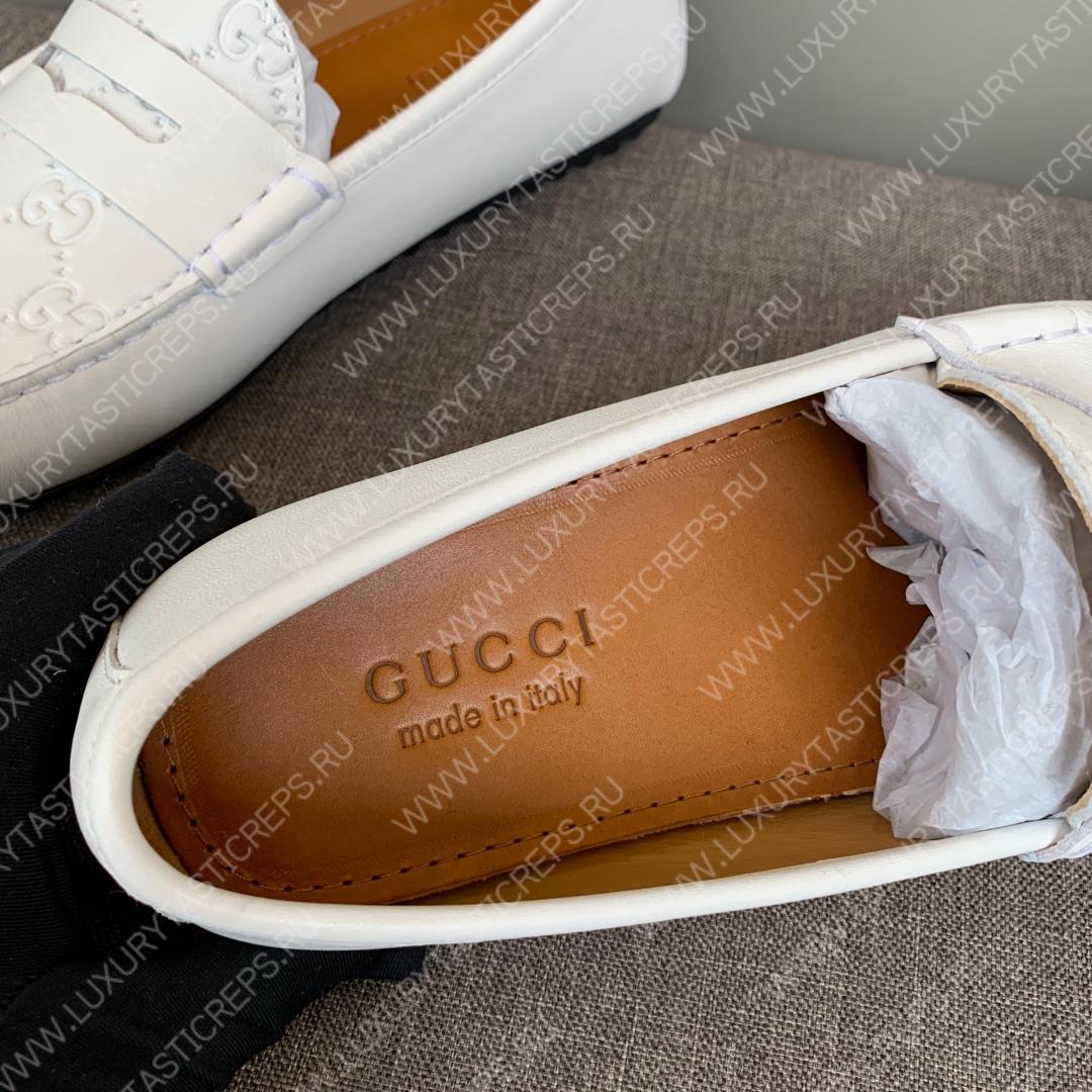 G*u*i men’s 1953 horsebit loafer with g web white 307929
