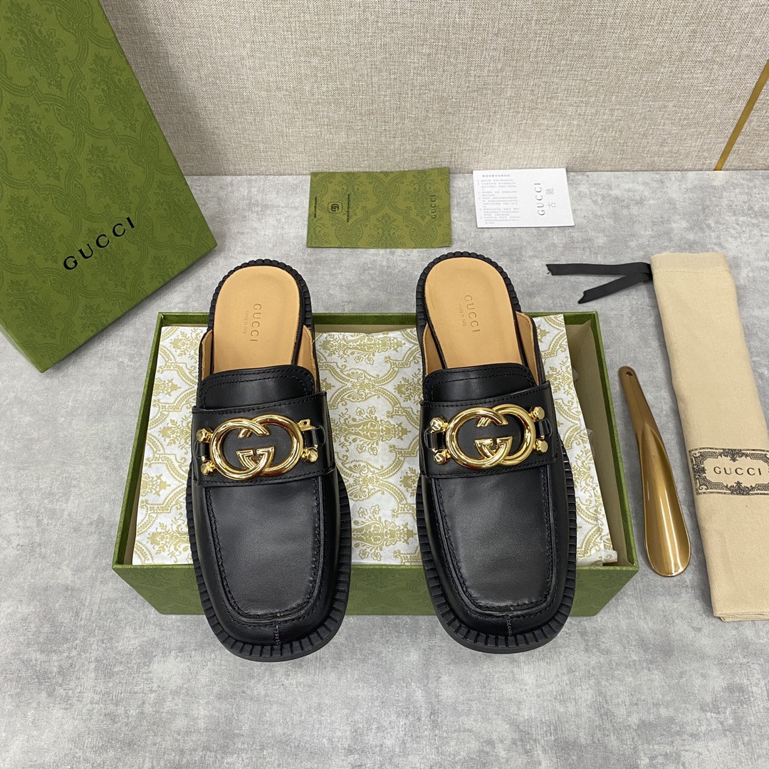 G*u*i nadeline interlocking-g mule black 723668