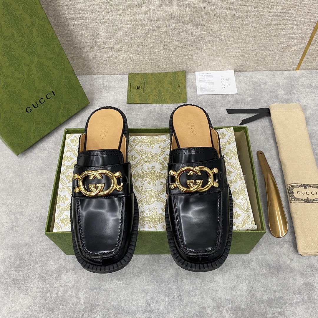 G*u*i nadeline interlocking-g mule black 723668