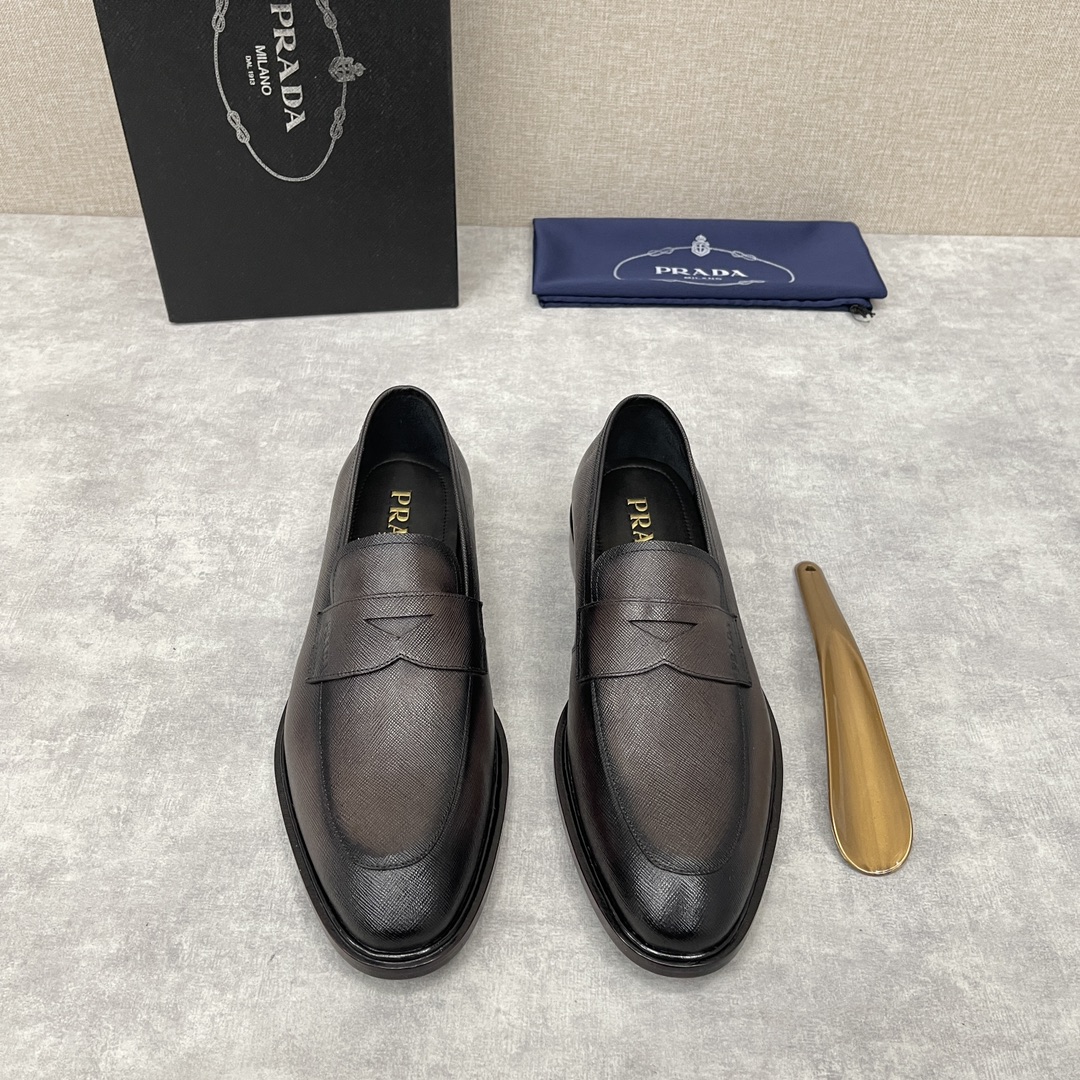 Pra*a saffiano loafers dark brown 2dc213